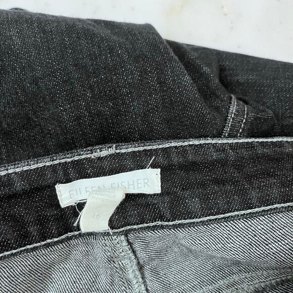 Eileen Fisher Dark Wash Denim Straight Leg Jeans Blue High Waist Organic Cotton - Picture 6 of 7